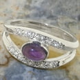 thumbnail image 5 of LBG British Made 925 Sterling Silver Natural Amethyst & Cubic Zirconia Womens Promise Ring - 33 size options - Size 6.5, 5 of 7