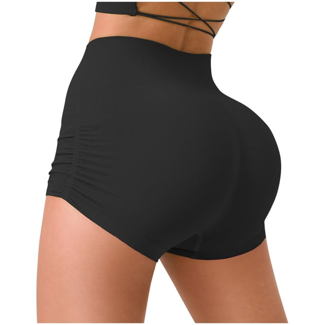 Besolor Womens Scrunch Yoga Shorts Seamless High Waisted Ruched Butt Lifting Summer Workout Biker Booty Shorts