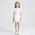 thumbnail image 4 of Girls Tiered Skirt Lace Trim Tutu Skirt Polka Dot Mesh Layered Party Skirt for Kids, White, Sizes 4-5Y, 4 of 8