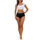 thumbnail image 2 of INSPIRAR CHIC Ropa interior de mujer de algodón con control de abdomen y encaje, cobertura total, color negro, 2 of 4