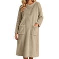 thumbnail image 2 of Stamzod Winter Nightgowns for Women Long Sleeve Flannel Night Dress Casual Warm Long House Dress with Pocket S, 2 of 8