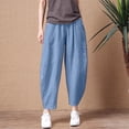 thumbnail image 5 of KDFJPTH Women's Solid Lantern Pants Elastic Waist Casual Harem Trousers Sky Blue XXL/4, 5 of 5