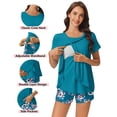 thumbnail image 3 of Ekouaer 3 PCS Maternity Nursing Pajamas Set Postpartum Breastfeeding Short Sleeve Shirts, 3 of 6