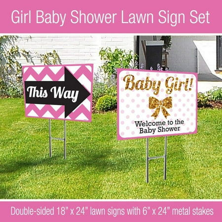 18x24 Baby Girl Double Sided Lawn Sign Baby Shower Kit With 6x24 H 18x24 Baby Girl Double Sided Lawn Sign Baby Shower Kit With 6x24 H