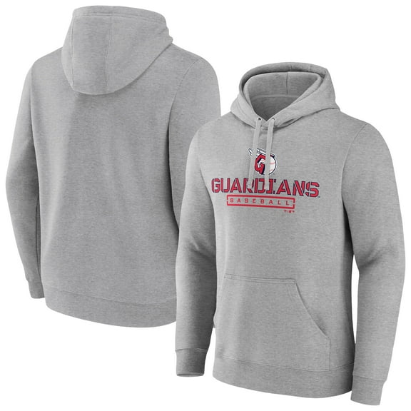 Men's Gray Cleveland Guardians Evanston Stencil Pullover Hoodie