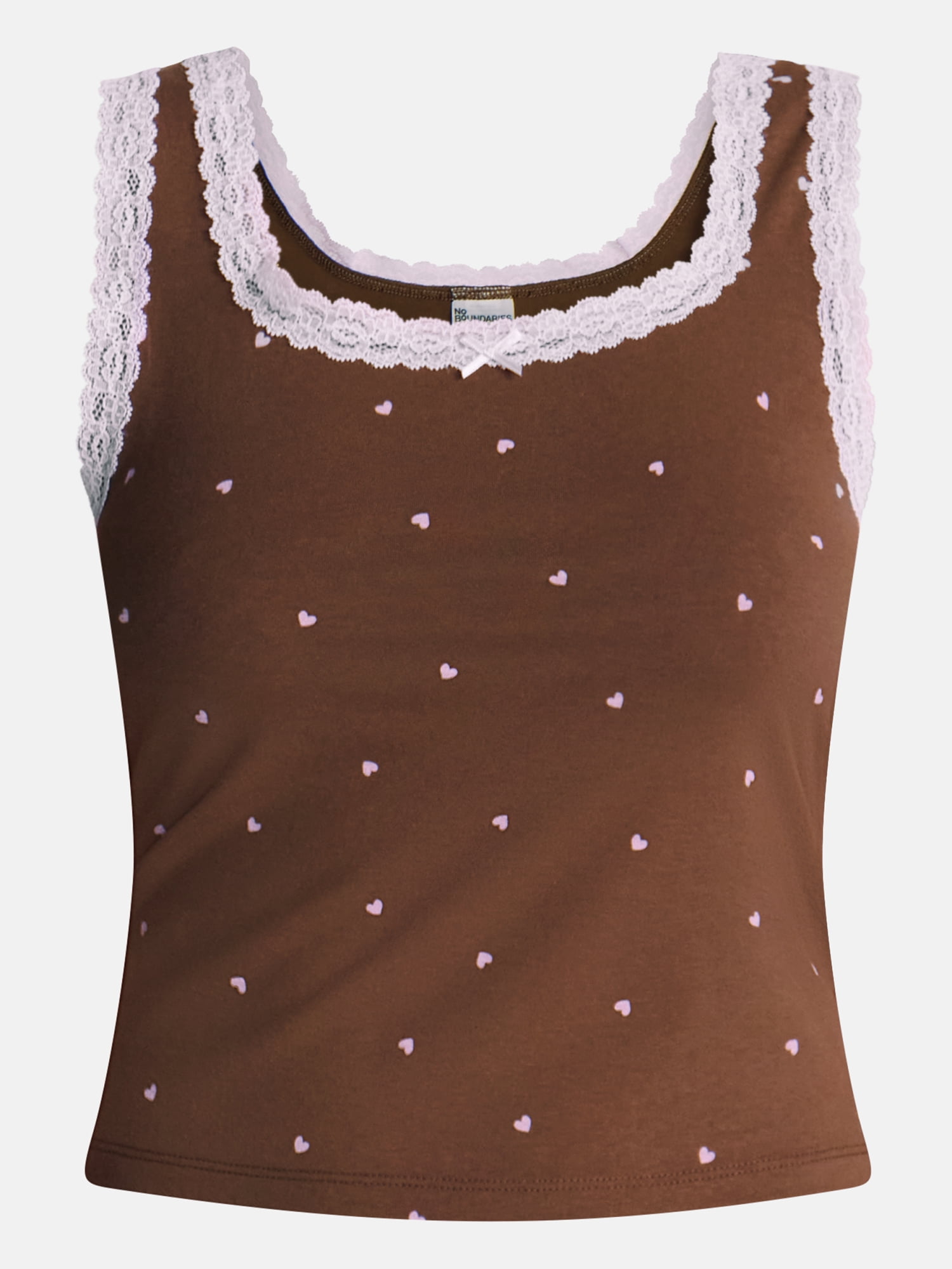 No Boundaries Cotton Blend Jersey Sleep Lace Tank Top, Women’s XXS-3X