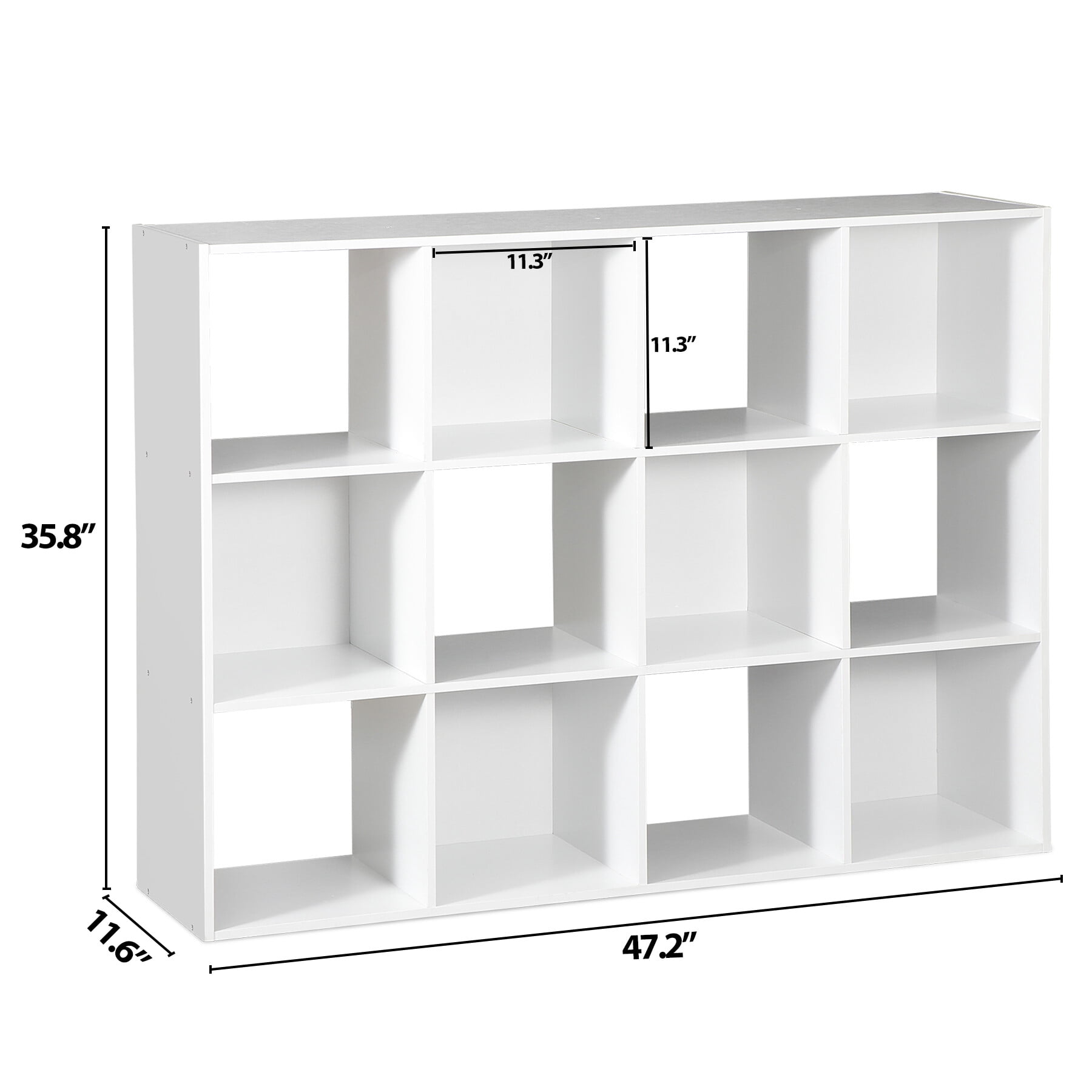 ZENSTYLE 12 Cubes Storage Shelves Organizer Bookshelf Display Cabinet for Home Office White