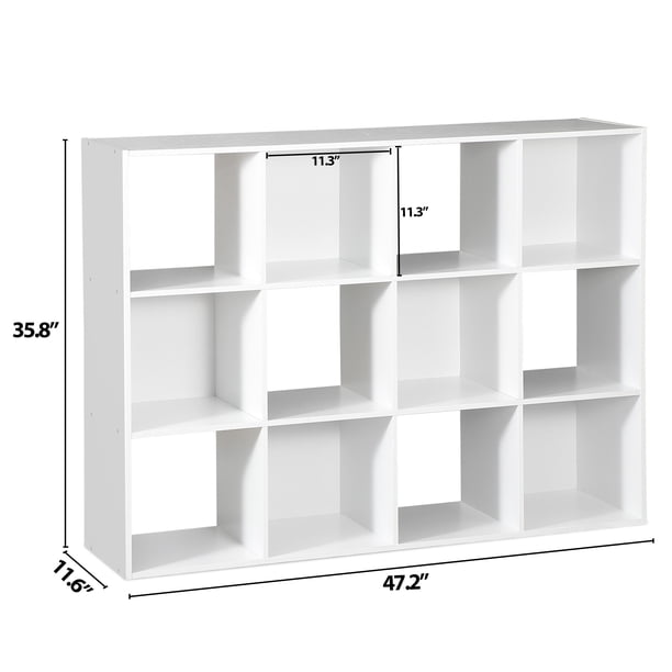 ホワイトシェルフ 12個収納 ZENSTYLE Wooden 12 Cubic Unit Cubby Shelf Organizer Bookshelf