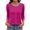 Purple, variant on Womens Shirts 3/4 Sleeves Fashion Solid T-Shirt Women's Three Quarter Sleeve Blouse Round Neck Casual Pleated Tunic Tops