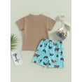 thumbnail image 4 of Suealasg Western Kids Baby Boys Clothes Letter Print Short Sleeve T-shirt and Cow Print Shorts Set  2Pcs Toddler Baby Boys Summer Coming Home Outfit, 4 of 9