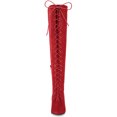 thumbnail image 2 of DARING DIVA Women's Thigh High Lace Up Stiletto Heel Over Knee High Boots Red 7, 2 of 6