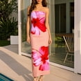 thumbnail image 2 of Miqool Womens Floral Printed Boho Tube Maxi Dress Summer Strapless Bodycon Party Club Night Out Long Dresses Cocktail Dresses, 2 of 7