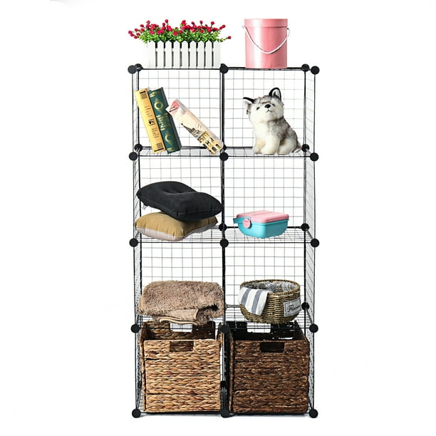 8 Cube Storage Metal Wire Cube Organizer Cubes Diy Storage Shelves Closet Grids Wire Cubes Stackable Storage Bins Modular Bookshelf Bookcase For Home Office Black Walmart Com Walmart Com