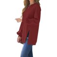 thumbnail image 4 of Fashnice Hauts pour Femmes Chandail en Molleton Col Rond Manches Longues Chandail Doux Automne Chandails en Molleton Rouge Brique TP, 4 of 6