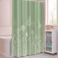 thumbnail image 5 of Shower Curtain Spring Plant White Line Art Shower Curtains for Bathroom Decor, Waterproof Polyester Shower Curtain Set with Hooks, Standard Size 72" x 72" Flower Butterfly Green, 5 of 9