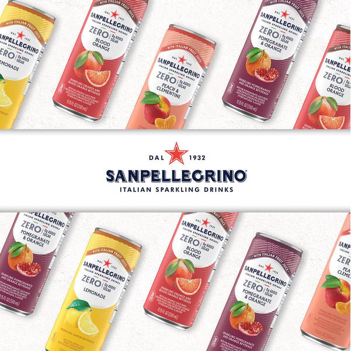 Sanpellegrino Italian Sparkling Drink Zero Sugar Variety Pack, Blood Orange & Pomegranate Orange, 11.15 fl oz Cans, 12 Pack