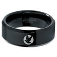 thumbnail image 2 of Tungsten Bird Flying Wings Aves Chordata Band Ring 8mm Men Women Comfort Fit Black Beveled Edge Polished, 2 of 4