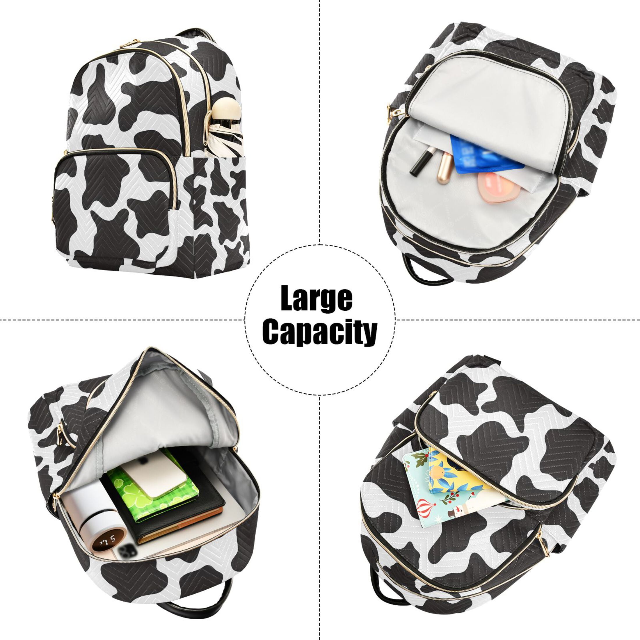 ALAZA Cow Print Womens Travel Laptop Backpack Large Daypack Ladies Shoulder Bags M