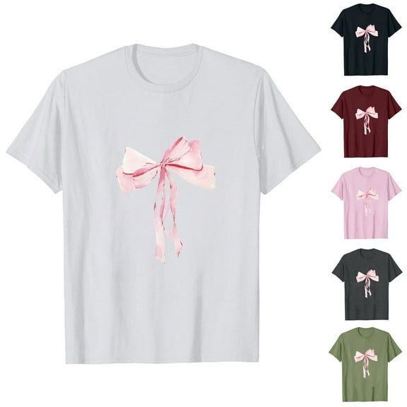 Fesfesfes Workout Shirt Women Summer Regular Print Regular Women Round Neck Short Sleeves Top Workout Short Sleeve Tops for Women 2XL(US:12)