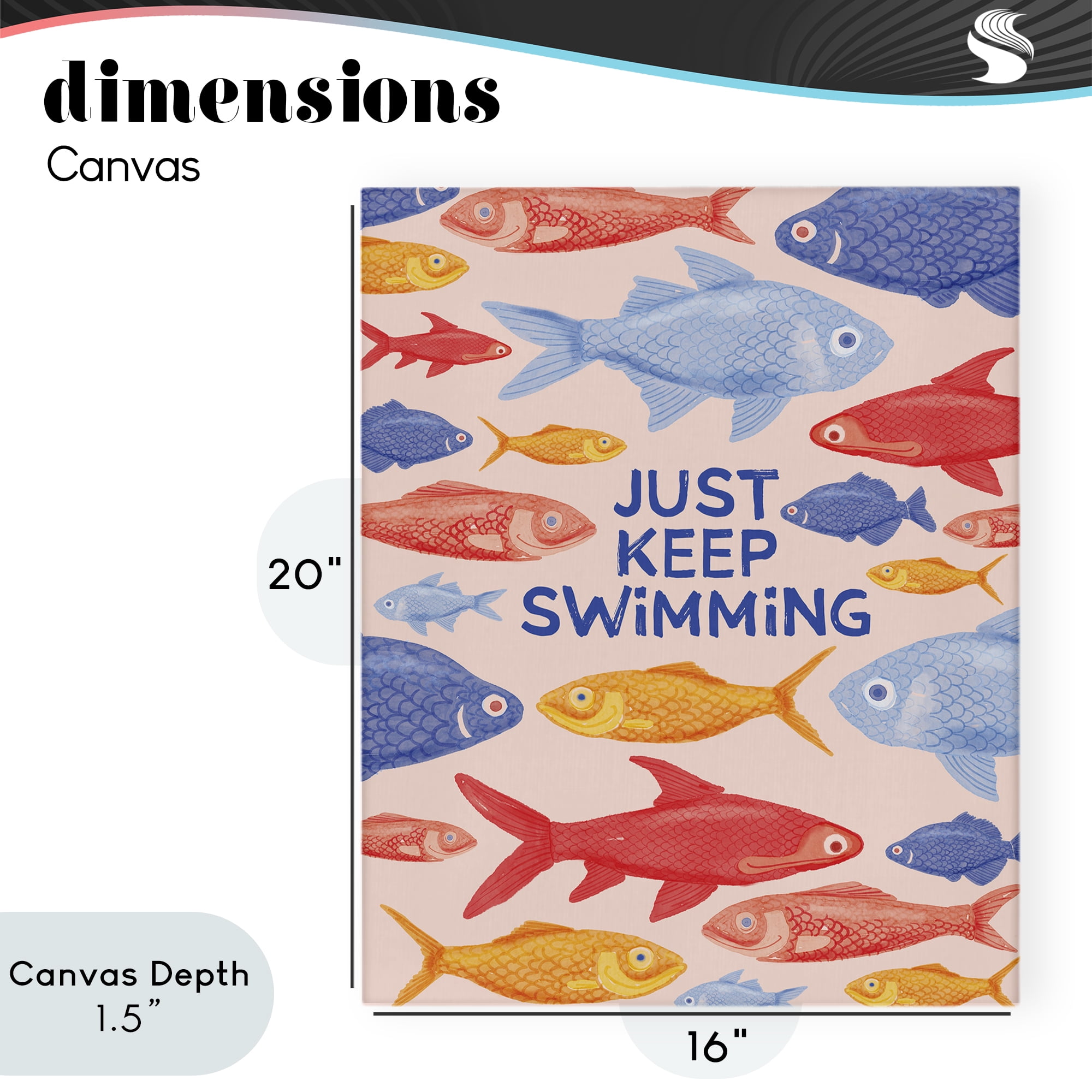 Stupell Industries Just Keep Swimming Fish Canvas Wall Art, design by The Paper Curator