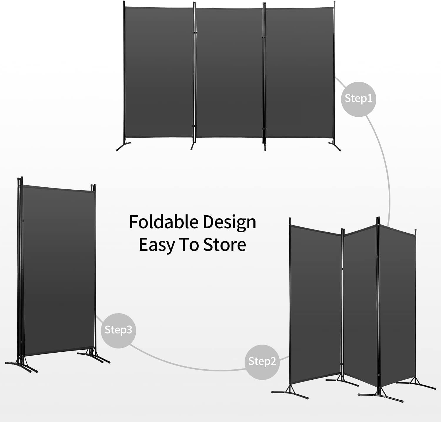 FDW 3 Panel Room Divider 5.9FT Partition Room Separators with Metal Frame Portable(Beige)