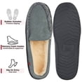thumbnail image 3 of Alpine Swiss Moccasin Slipper Genuine Suede and Faux Shearling Lining, Gray, Men, 3 of 8
