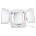 thumbnail image 4 of JERDON Modern Tri-Fold Makeup Mirror with Lights - Vanity Mirror with 5X Magnification & Multiple Light Settings - White Base - Model JGL10W, 4 of 5