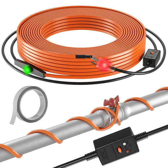 Self-Regulating Pipe Heating Cable,30ft Heat Tape for Pipes Freeze Protection, Protects PVC Hose, Metal and Plastic Pipe from Freezing,120V 7W/FT