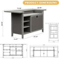 thumbnail image 2 of Domi Patio Bar Table, Outdoor Aluminum PE Wicker Bar Cart with Cabinet, All-Weather Storage Cabinet for Patio Kitchen or Bar, Wood Grain Finish, 2 of 7