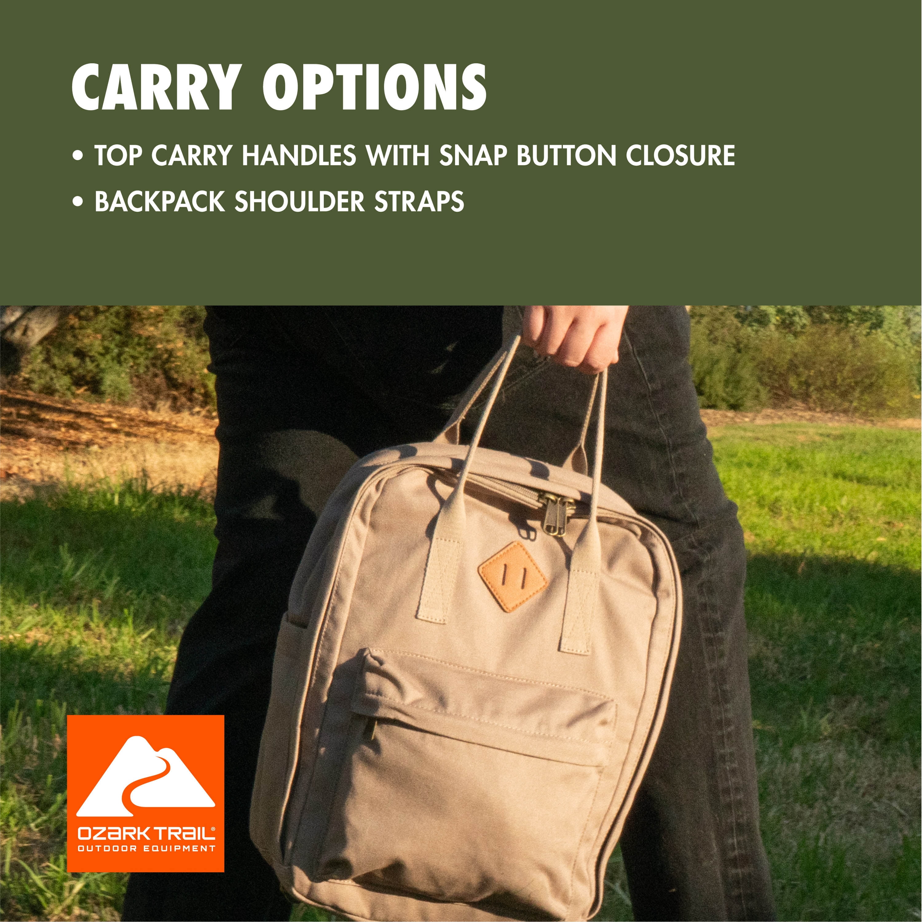 Ozark Trail 22L Polyester Asheville Dual-Carry Backpack, Adult/Teen, Taupe