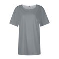 thumbnail image 4 of Tshirt Women Women's Fashionable Casual Solid Color Short Sleeved Round Neck T-shirt Top, 4 of 6