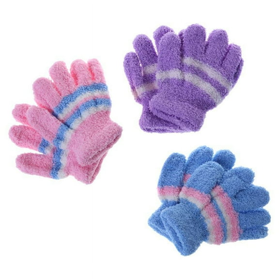 Colorful Stripe Gloves Cute Toddler Plush Mittens Stage Performance Gloves