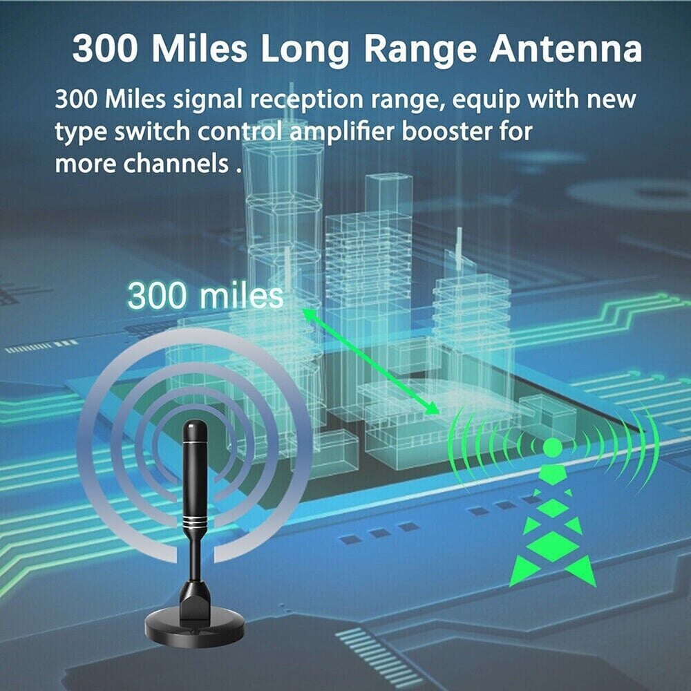 300 Miles Upgraded TV Antenna Digital HD Antenna Indoor HDTV 1080P 4K Long Range