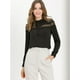 thumbnail image 3 of Blusa Elegante Labor De Retazos De Encaje Camisa Cuello Del Lazo Manga Larga Para Mujeres Negro M Unique Bargains Blusa, 3 of 6