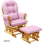Stork Craft Custom Hoop Glider & Ottoman-Color:Pink Cushions,Finish:Oak Finish