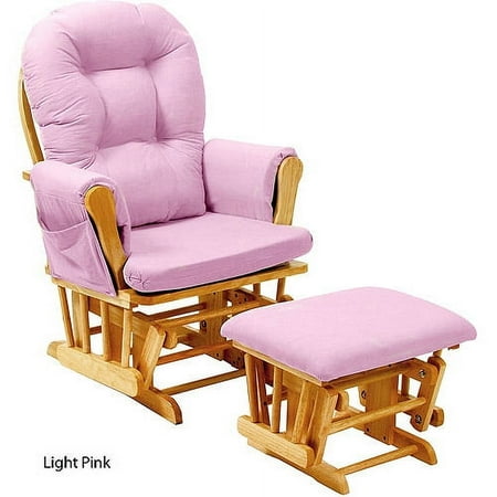 Stork Craft Custom Hoop Glider & Ottoman-Color:Pink Cushions,Finish:Oak Finish