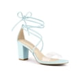 thumbnail image 1 of BLISSFUL STEP Sandales à Talon Bloc à Lacets pour Femme à Bride Transparente Bleu (Taille 8,5), 1 of 8