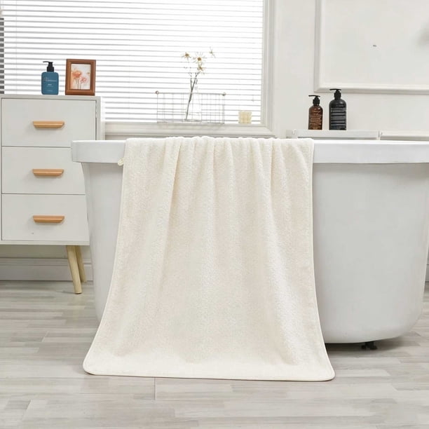 Toalla de baño gruesa 70x140 cm, franela suave y absorbente, toalla grande de ducha para familia, bebés y niños pequeños en beige, gris, caqui, verde.