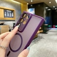 thumbnail image 5 of Magnetic Case for Samsung Galaxy S23 Ultra with Camera Lens Protector Film, [Military Grade Drop Protection] Compatible with Mag-Safe Translucent Hard PC Slim Tough Phone Case, Darkpurple, 5 of 7