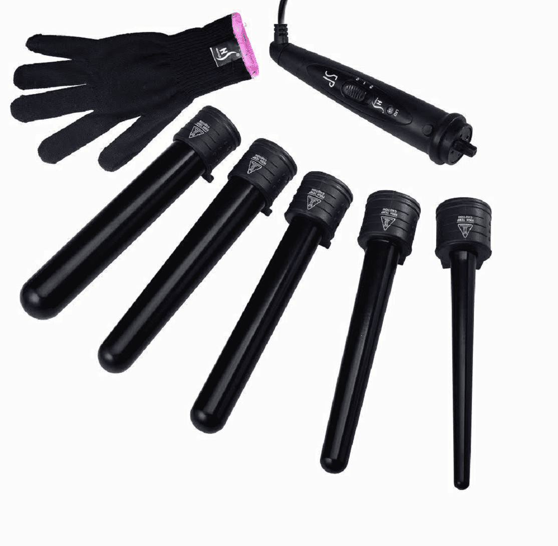 Curling Iron Ceramic Interchangeable Curling Wand Set 5 in 1 Curler 5P
