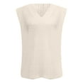 thumbnail image 7 of RMGVDSD Women's Solid Color Sweater Vest Loose V Neck Cute Sleeveless Knitted Casual Pullover Tops Outerwear Classic Casual Fall Sweaters /Beige, 7 of 7
