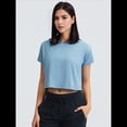 thumbnail image 4 of Camiseta Deportiva de Corta para Mujer, Holgada, Corta, Informal, para Gimnasio Azul XL, 4 of 8