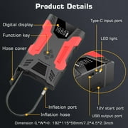 Car Jump Start & 150PSI Tire Inflator: 3000A Peak- 7L Gas/5L Diesel
