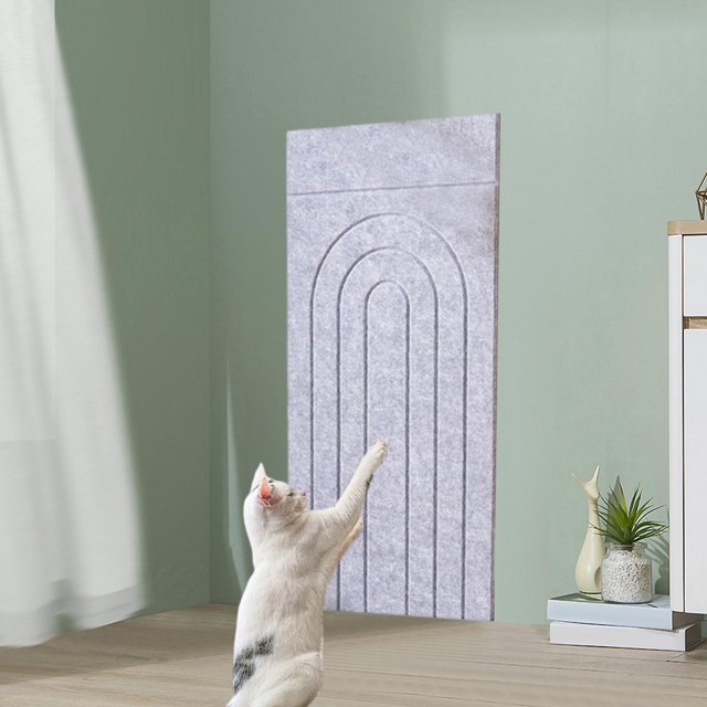 Almohadilla rascadora autoadhesiva para gatos, fácil de usar, de fieltro, antiarañazos, para bricolaje, no se desprende, rascador vertical para suelo gris