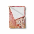 thumbnail image 2 of Nature Soft Flannel Fleece Blanket, Japanese Cherry Sakura Floral Artwork in Soft Color over Blurred Background, Cozy Plush for Indoor and Outdoor Use, 50" x 70", Pink Green Yellow, by Ambesonne, 2 of 6