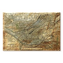 Elephant Stock Vintage Pittsburgh City Map Wall Art - Horizontal Canvas Wall Art - Living Room Wall Decor - Map Canvas - Beige And Brown Decor - 24" x 16"