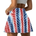 thumbnail image 2 of FUIALDOLG Stars and Blue Red Stripes Athletic Skorts Patriotic US Flag Tennis Skirt with Pocket Flower Lady High Waisted A-line Golf Skirt Casual Dressy Breathable Soft Workout Shorts，S, 2 of 7