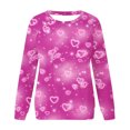 thumbnail image 3 of VALMASS Chandails en Molleton de la Saint-Valentin pour Femmes Manches Longues Imprimé Cœur Hauts Décontractés Col Rond Extérieur Blouses (L, Rose Vif), 3 of 3