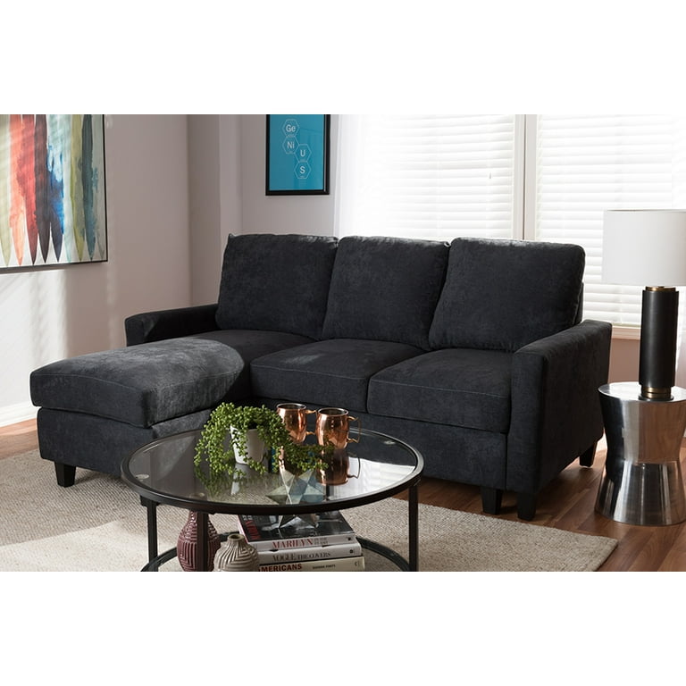 Baxton Studio Greyson Modern And Contemporary Dark Grey Fabric Upholstered Reversible Sectional Sofa Baxton Studio Greyson Modern And Contemporary Dark Grey Fabric Upholstered Reversible Sectional Sofa