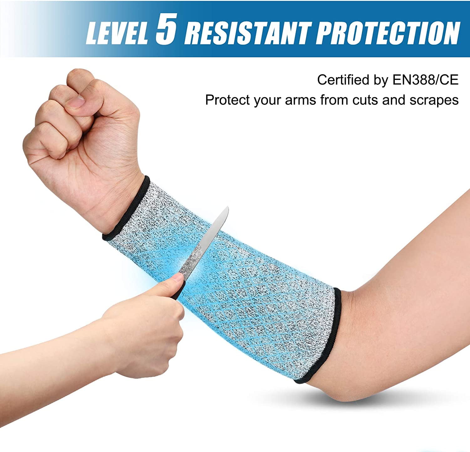 2 Pairs Arm Protection Sleeve 22 cm Level 5 Protection Cut Resistant Sleeve Arm Protection Sleeves for Garden Kitchen Farm Work Protective Sleeves Prevent Scrapes Skin Sleeves for Men Women
